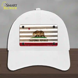 California Corrugated Flag Novelty License Plate Hat Unconstructed Cotton / White