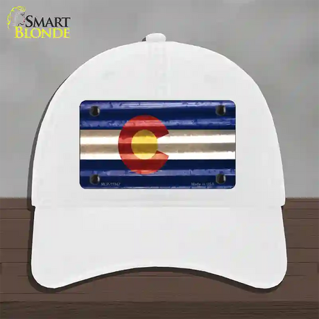 Colorado Corrugated Flag Novelty License Plate Hat Unconstructed Cotton / White