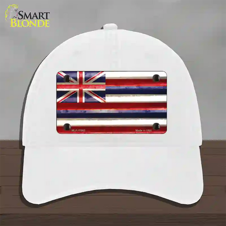 Hawaii Corrugated Flag Novelty License Plate Hat Unconstructed Cotton / White