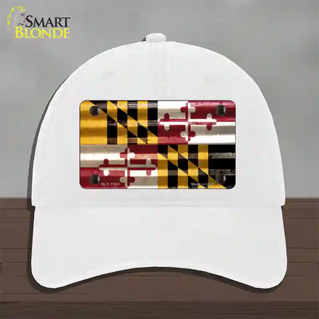 Maryland Corrugated Flag Novelty License Plate Hat Unconstructed Cotton / White