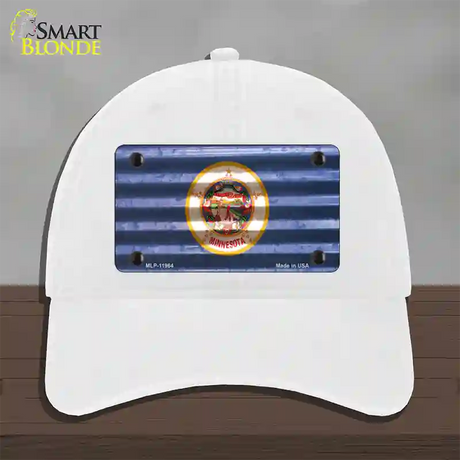 Minnesota Corrugated Flag Novelty License Plate Hat Unconstructed Cotton / White