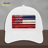 Mississippi Corrugated Flag Novelty License Plate Hat Unconstructed Cotton / White