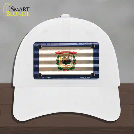 West Virginia Corrugated Flag Novelty License Plate Hat Unconstructed Cotton / White