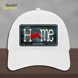 Massachusetts Home State Outline Novelty License Plate Hat Unconstructed Cotton / White