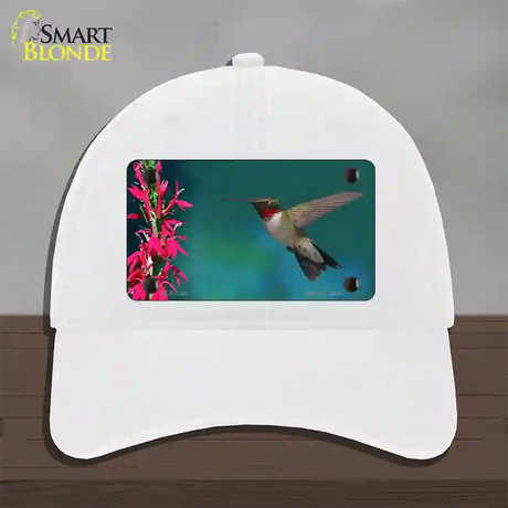 Humming Bird Novelty License Plate Hat Unconstructed Cotton / White