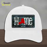 New York Home State Outline Novelty License Plate Hat Unconstructed Cotton / White