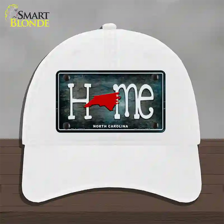 North Carolina Home State Outline Novelty License Plate Hat Unconstructed Cotton / White