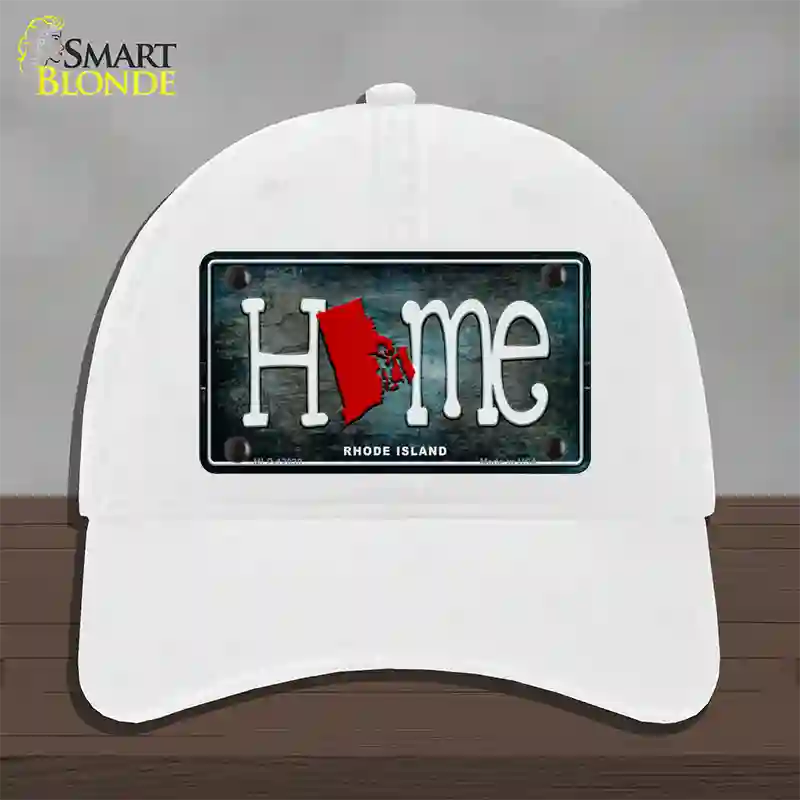 Rhode Island Home State Outline Novelty License Plate Hat Unconstructed Cotton / White