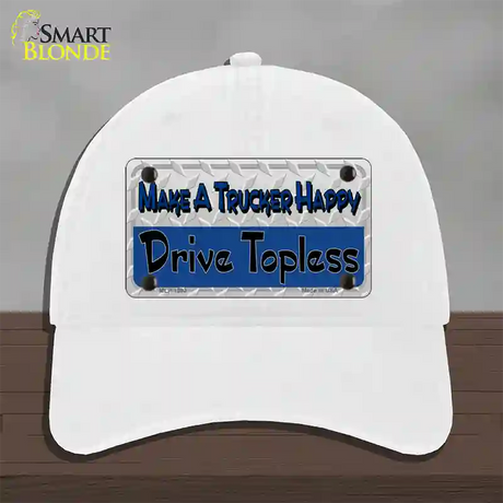 Make A Mesh Happy Novelty License Plate Hat Unconstructed Cotton / White