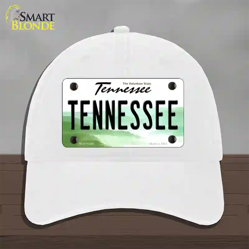 Tennessee Volunteer State Novelty License Plate Hat Unconstructed Cotton / White