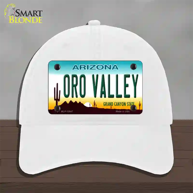 Oro Valley Arizona Novelty License Plate Hat Unconstructed Cotton / White