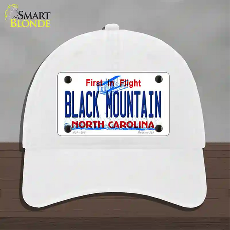 Black Mountain North Carolina Novelty License Plate Hat Unconstructed Cotton / White