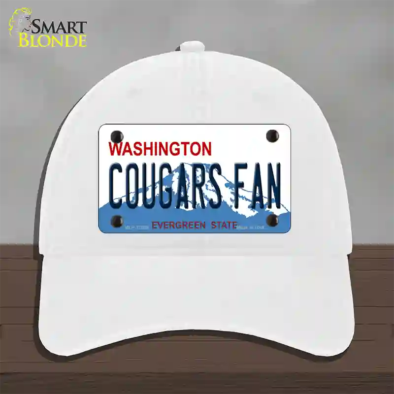 Washington Cougars Fan Novelty License Plate Hat Unconstructed Cotton / White