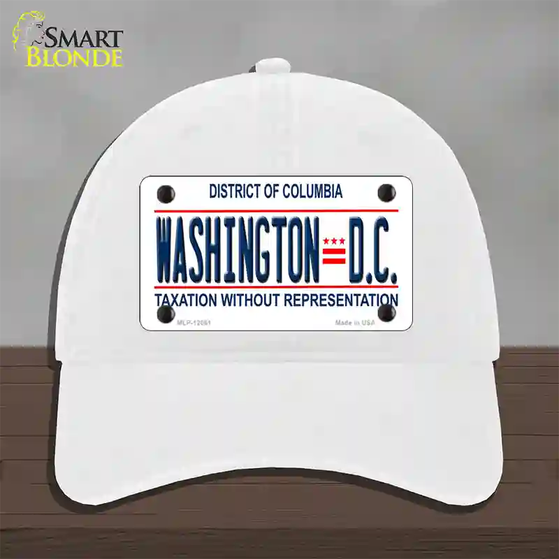 District Of Columbia Novelty License Plate Hat Unconstructed Cotton / White