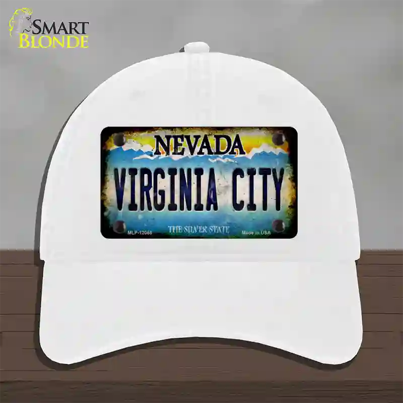 Nevada Virginia City Novelty License Plate Hat Unconstructed Cotton / White