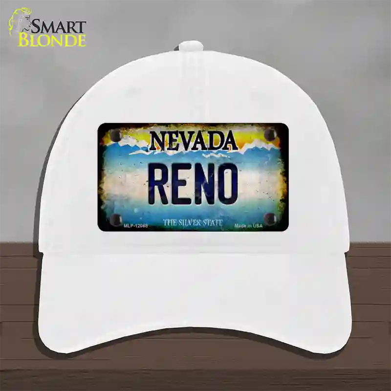 Nevada Reno Novelty License Plate Hat Unconstructed Cotton / White