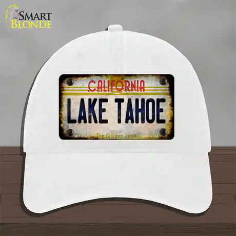 California Lake Tahoe Novelty License Plate Hat Unconstructed Cotton / White