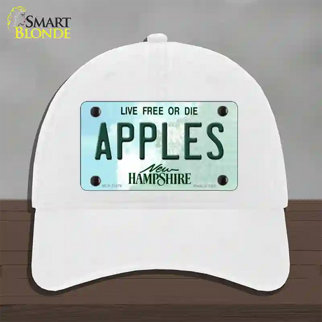 Apples New Hampshire State Novelty License Plate Hat Unconstructed Cotton / White