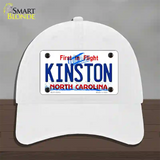 Kinston North Carolina State Novelty License Plate Hat Unconstructed Cotton / White