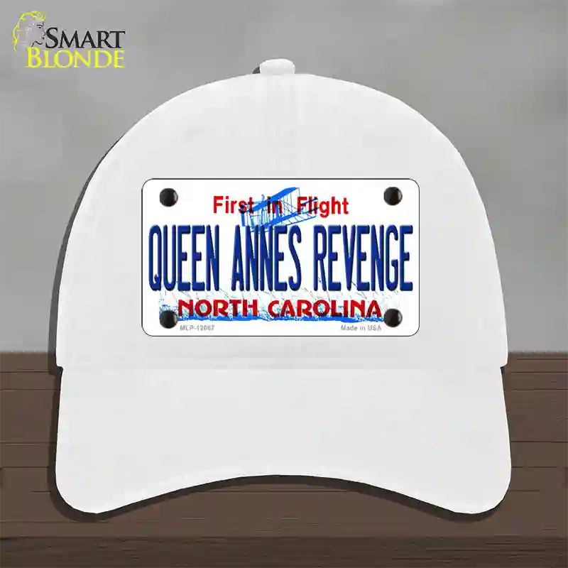 Queen Annes Revenge North Carolina State Novelty License Plate Hat Unconstructed Cotton / White