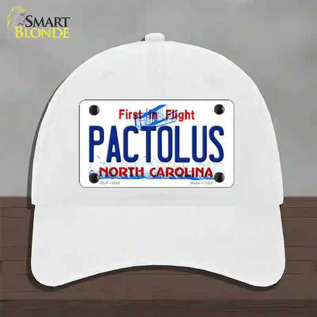 Pactolus North Carolina State Novelty License Plate Hat Unconstructed Cotton / White