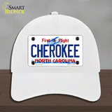 Cherokee North Carolina State Novelty License Plate Hat Unconstructed Cotton / White