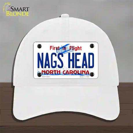 Nags Head North Carolina State Novelty License Plate Hat Unconstructed Cotton / White