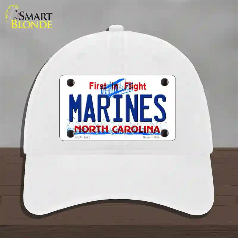 Marines North Carolina State Novelty License Plate Hat Unconstructed Cotton / White