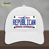 Republican North Carolina State Novelty License Plate Hat Unconstructed Cotton / White