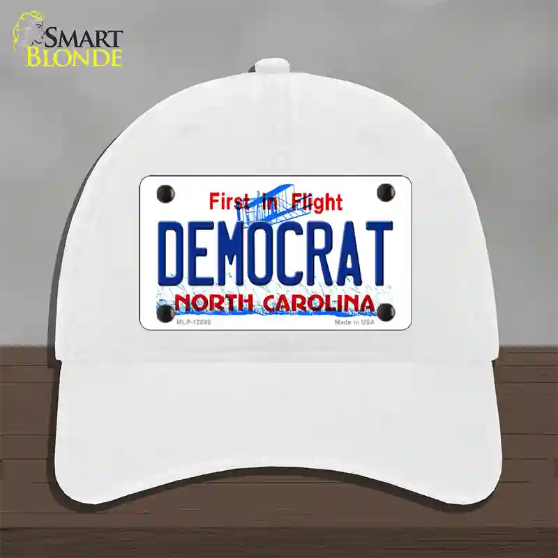 Democrat North Carolina State Novelty License Plate Hat Unconstructed Cotton / White