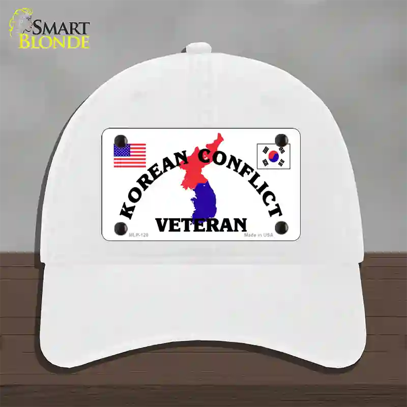 Korean Conflict Veteran Novelty License Plate Hat Unconstructed Cotton / White