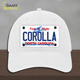 Corolla North Carolina State Novelty License Plate Hat Unconstructed Cotton / White