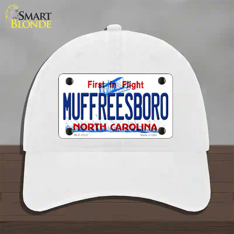 Muffreesboro North Carolina State Novelty License Plate Hat Unconstructed Cotton / White