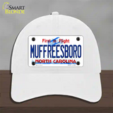 Muffreesboro North Carolina State Novelty License Plate Hat Unconstructed Cotton / White