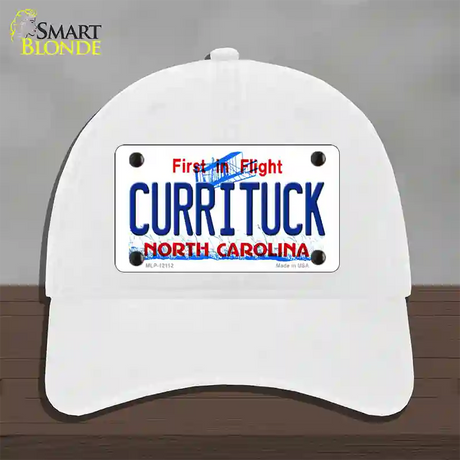 Currituck North Carolina State Novelty License Plate Hat Unconstructed Cotton / White