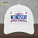 Windsor North Carolina State Novelty License Plate Hat Unconstructed Cotton / White