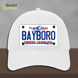 Bayboro North Carolina State Novelty License Plate Hat Unconstructed Cotton / White