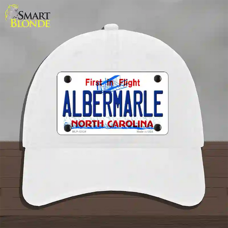 Albermarle North Carolina State Novelty License Plate Hat Unconstructed Cotton / White