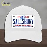 Salisbury North Carolina State Novelty License Plate Hat Unconstructed Cotton / White