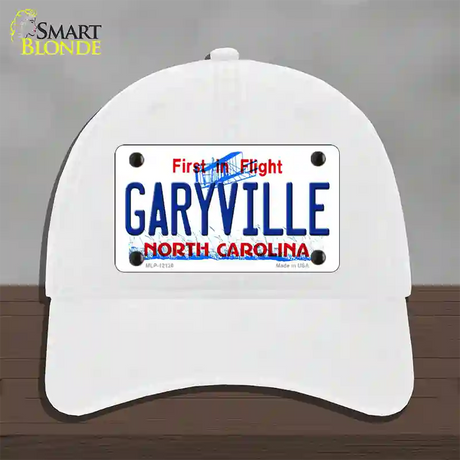 Garyville North Carolina State Novelty License Plate Hat Unconstructed Cotton / White