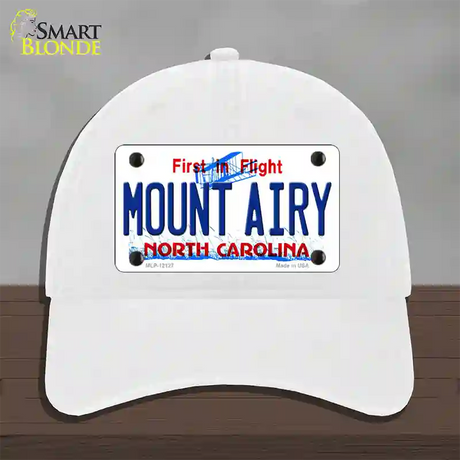 Mount Airy North Carolina State Novelty License Plate Hat Unconstructed Cotton / White