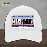 Spartanburg South Carolina State Novelty License Plate Hat Unconstructed Cotton / White