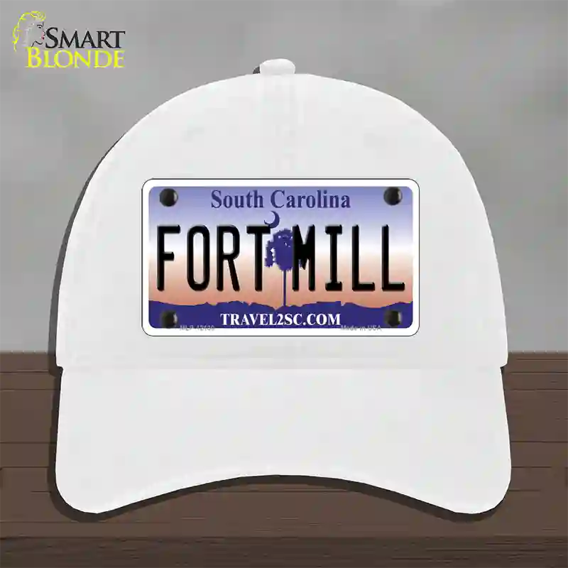 Fort Mill South Carolina Novelty License Plate Hat Unconstructed Cotton / White