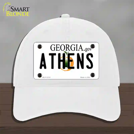 Athens Georgia State Novelty License Plate Hat Unconstructed Cotton / White