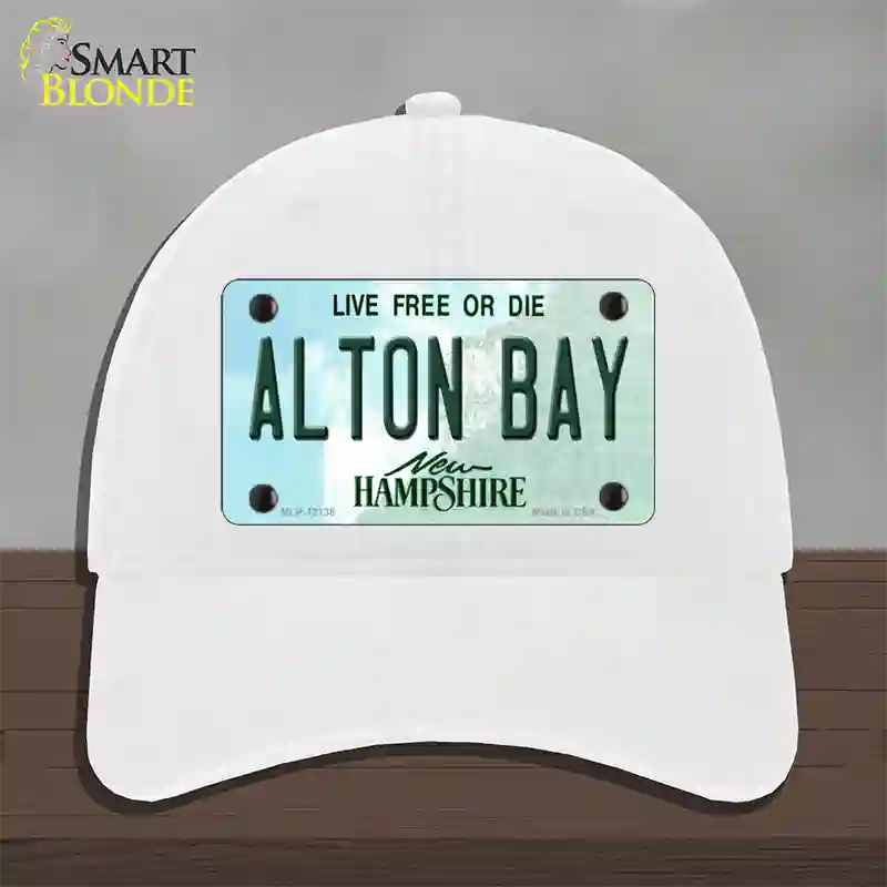 Alton Bay New Hampshire Novelty License Plate Hat Unconstructed Cotton / White