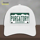 Purgatory Colorado Novelty License Plate Hat Unconstructed Cotton / White