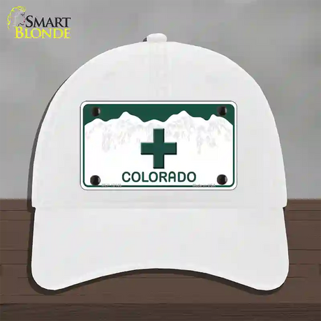 Marajuana Cross Colorado Novelty License Plate Hat Unconstructed Cotton / White