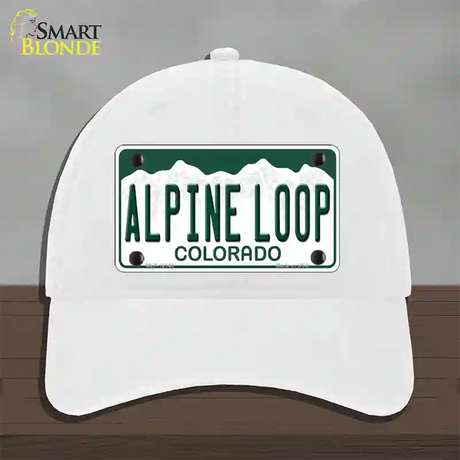 Alpine Loop Colorado Novelty License Plate Hat Unconstructed Cotton / White