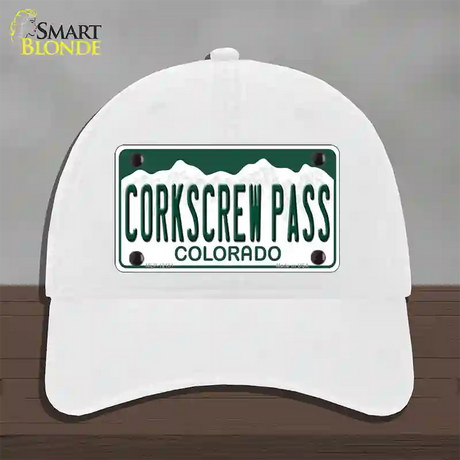 Corkscrew Pass Colorado Novelty License Plate Hat Unconstructed Cotton / White