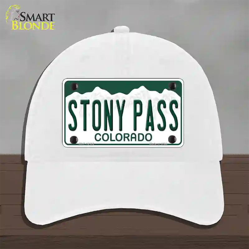 Stony Pass Colorado Novelty License Plate Hat Unconstructed Cotton / White